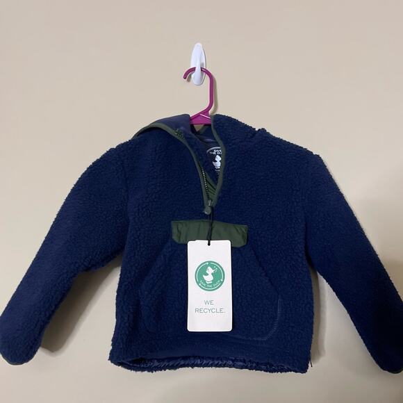 Save The Duck Navy Blue Teddy Fleece Quarter Zip Jacket Hoodie Little Boy 4 NWT - Picture 2 of 5